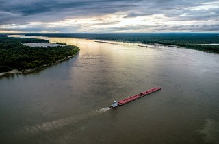 Ship on the Mississippi River near Vicksburg USA